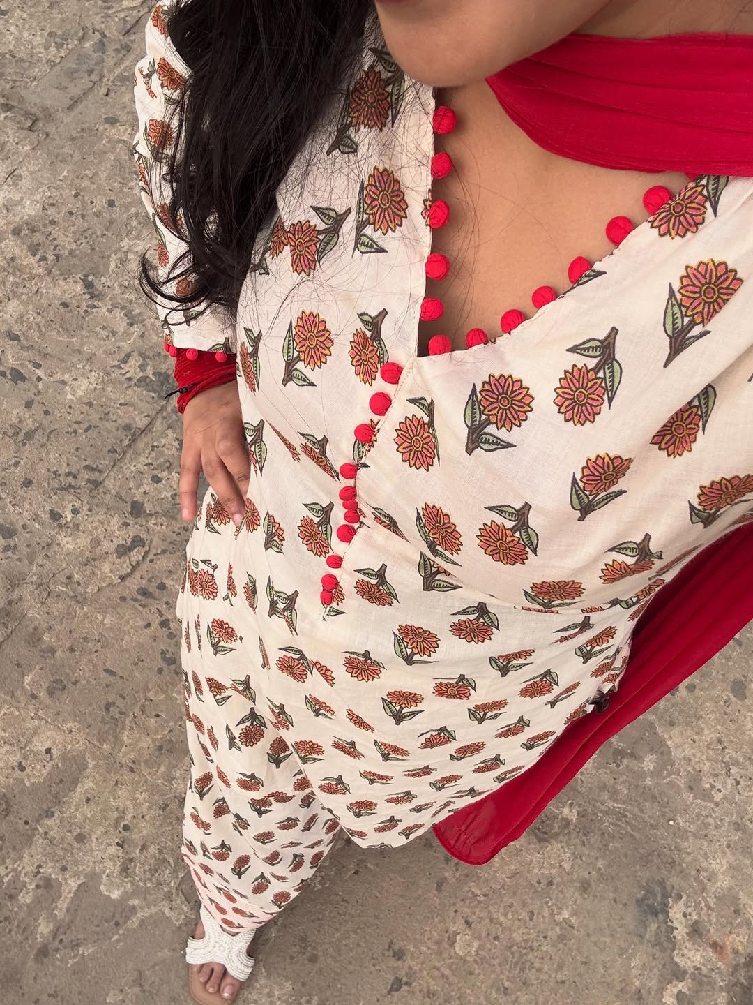 Elegant Bloom Cotton Kurta Palazzo Set with Najneen Dupatta
