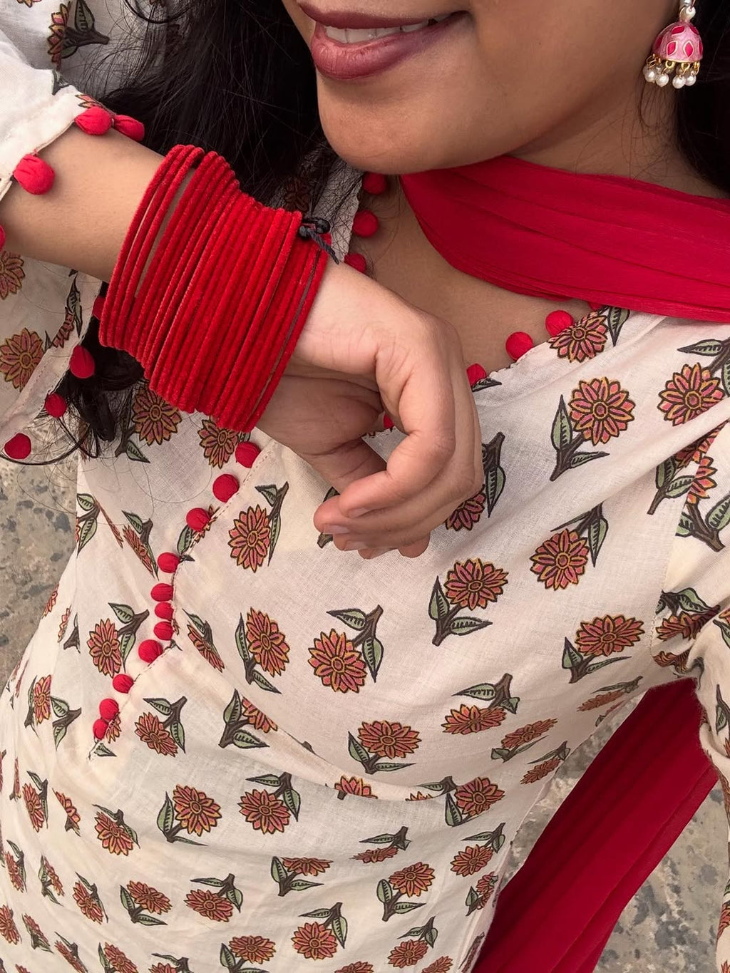 Elegant Bloom Cotton Kurta Palazzo Set with Najneen Dupatta