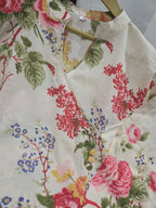 Pure Cotton Floral Printed Kurta Pant Set with Mulmul Dupatta for Women
