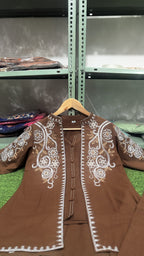 Brown Cotton Flex Embroidered Co-Ord Set for Women | Designer Jacket Style Outfit