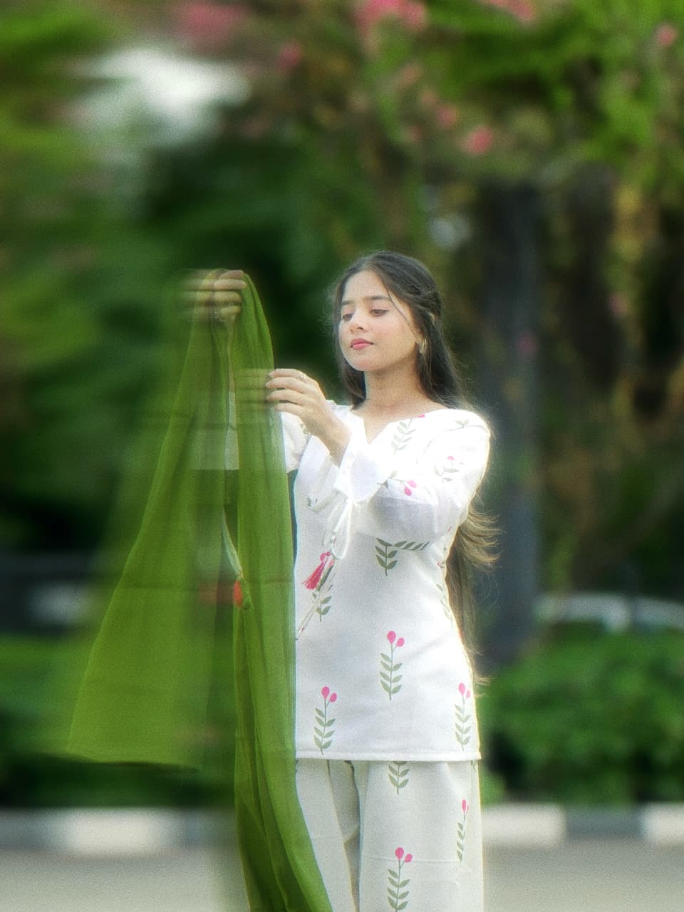Rosalie Floral Cotton Kurta Set with Dupatta