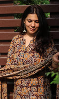Women’s Cotton Printed Kurta Set with Dupatta | Maroon Floral Ethnic Suit Set