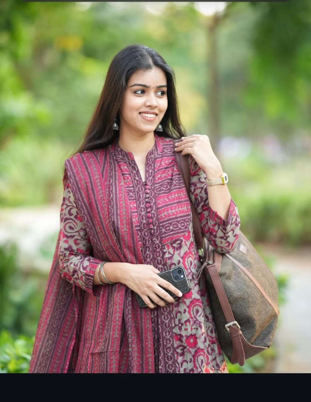 Women’s Printed Cotton Anarkali Kurta Pant Dupatta Set | Full Sleeve Flared Suit