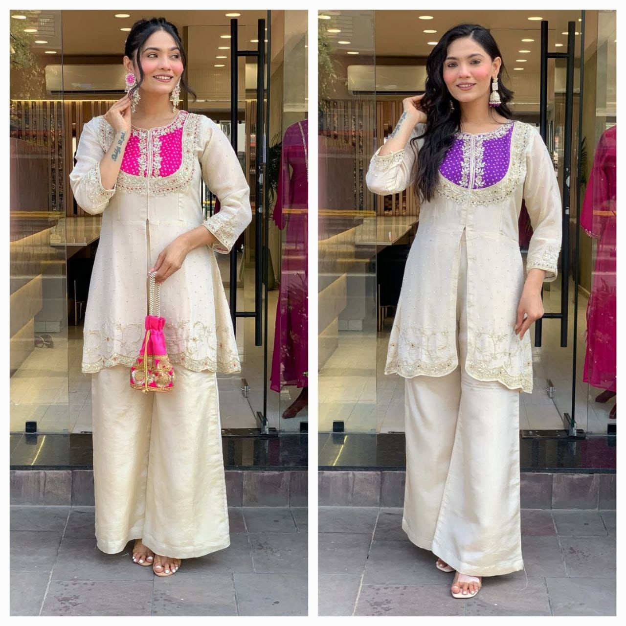 Elegance Roman Silk Embroidered Co-Ord Set