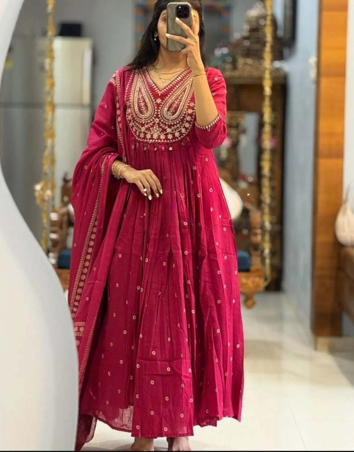 Gulnaar Royal Anarkali Set – Premium Cotton Festive Edition (3-Piece)