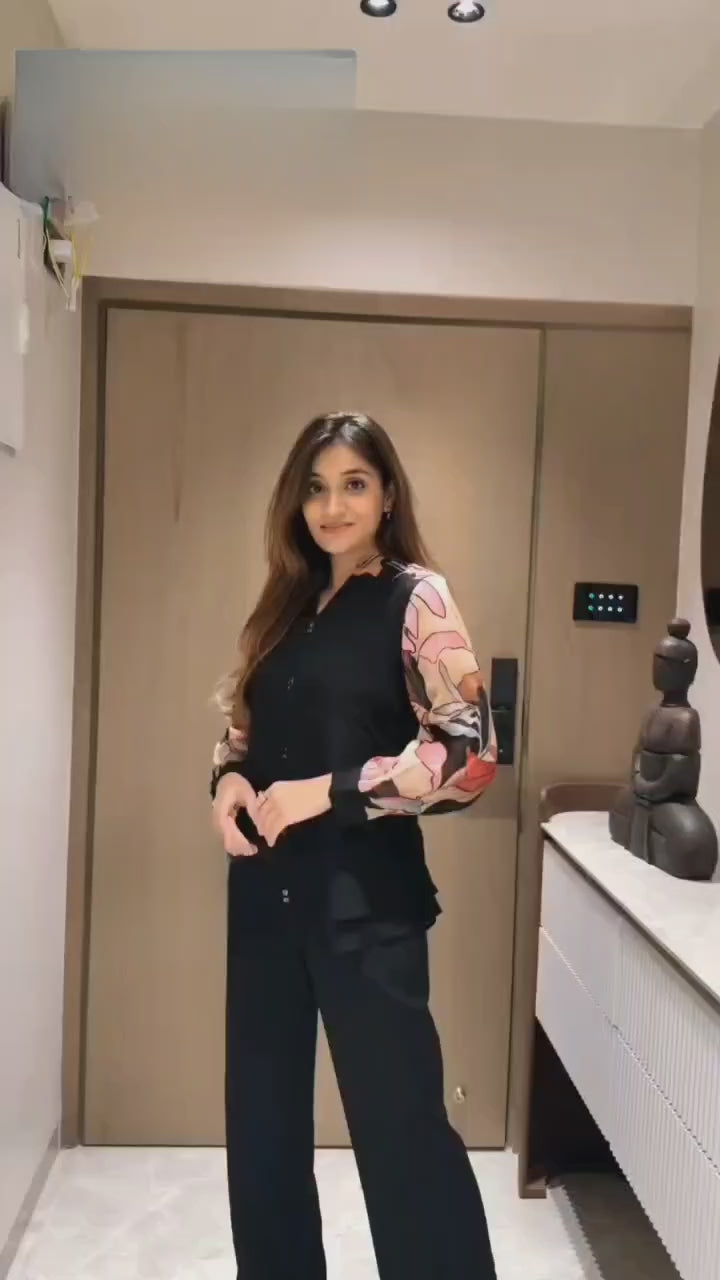 Taj Cotton Co-Ord Set with Fox Georgette Sleeves