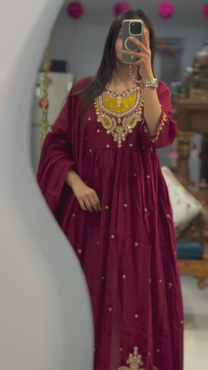 Gulnaar Royal Anarkali Set – Premium Cotton Festive Edition (3-Piece)