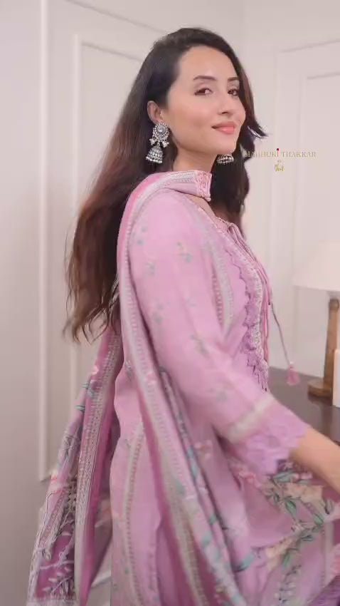 Lilac Whisper Muslin Pakistani Suit Set
